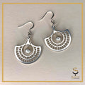 Geometric earring| Sterling silver geometric earrings| Sterling silver geometric earrings with drop fresh water pearls sjewellery|sara jewellery shop toronto