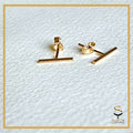 Gold Bar Stud, T stud earrings, Line Earrings sjewellery|sara jewellery shop toronto