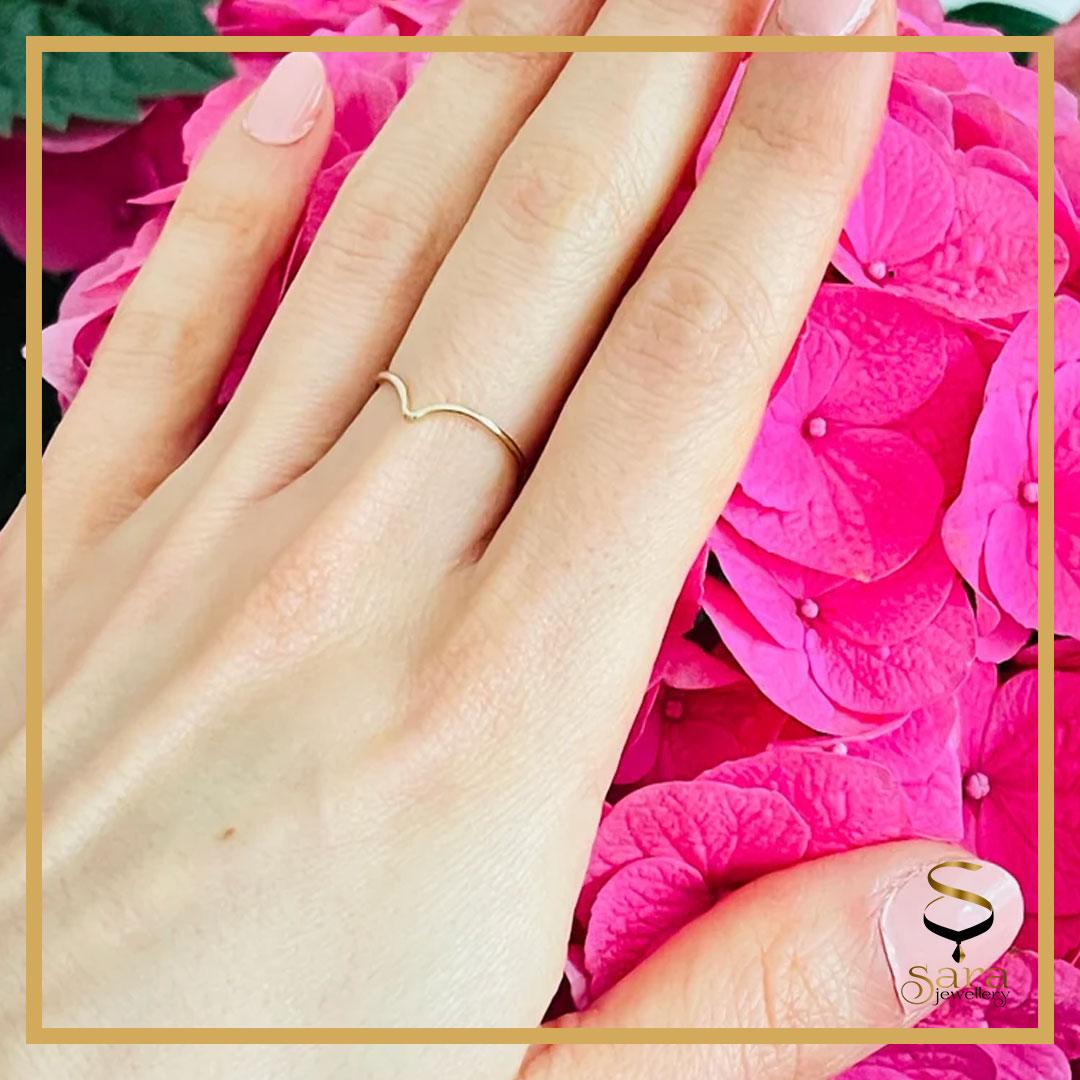 Gold Filled Ring, V Ring, Bnad Ring. 14k Gold Filled Tarnish Resistance Ring - Sara jewellery shop