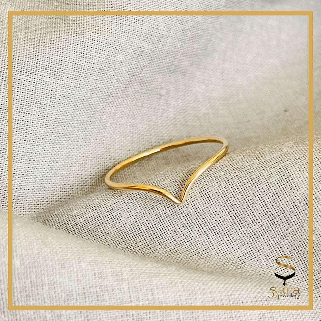Gold Filled Ring, V Ring, Bnad Ring. 14k Gold Filled Tarnish Resistance Ring - Sara jewellery shop