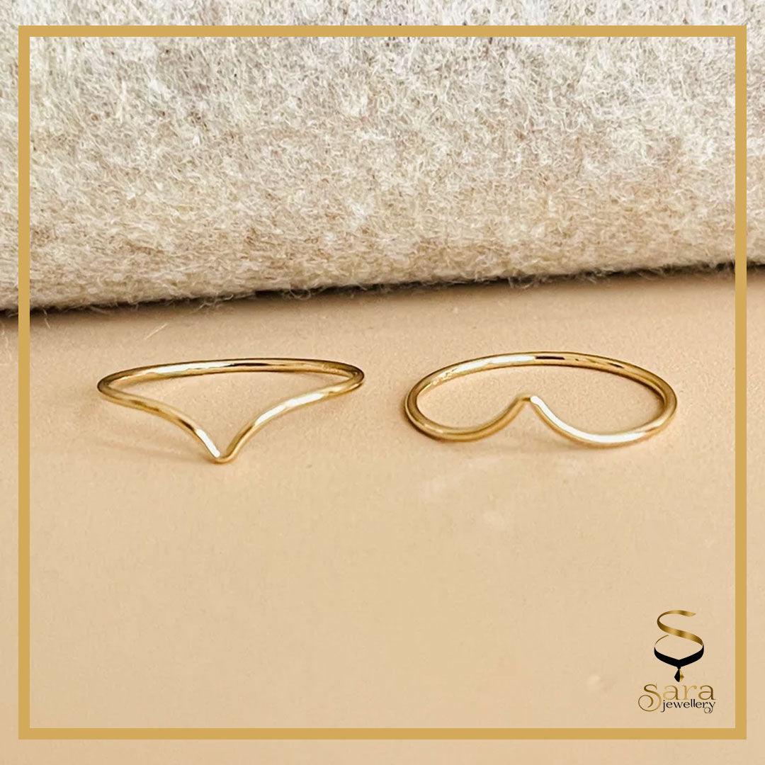 Gold Filled Ring, V Ring, Bnad Ring. 14k Gold Filled Tarnish Resistance Ring - Sara jewellery shop