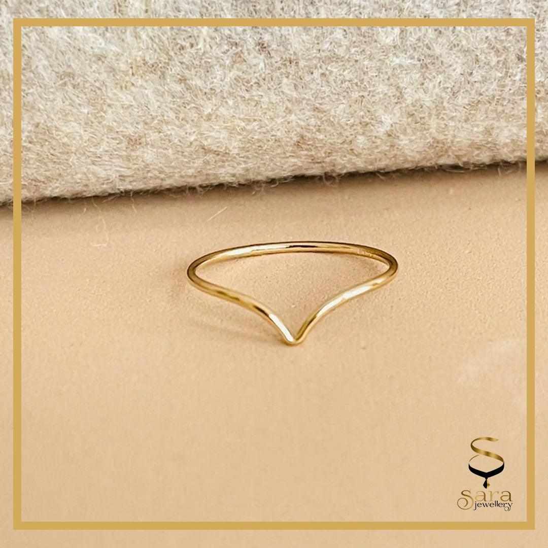 Gold Filled Ring, V Ring, Bnad Ring. 14k Gold Filled Tarnish Resistance Ring - Sara jewellery shop