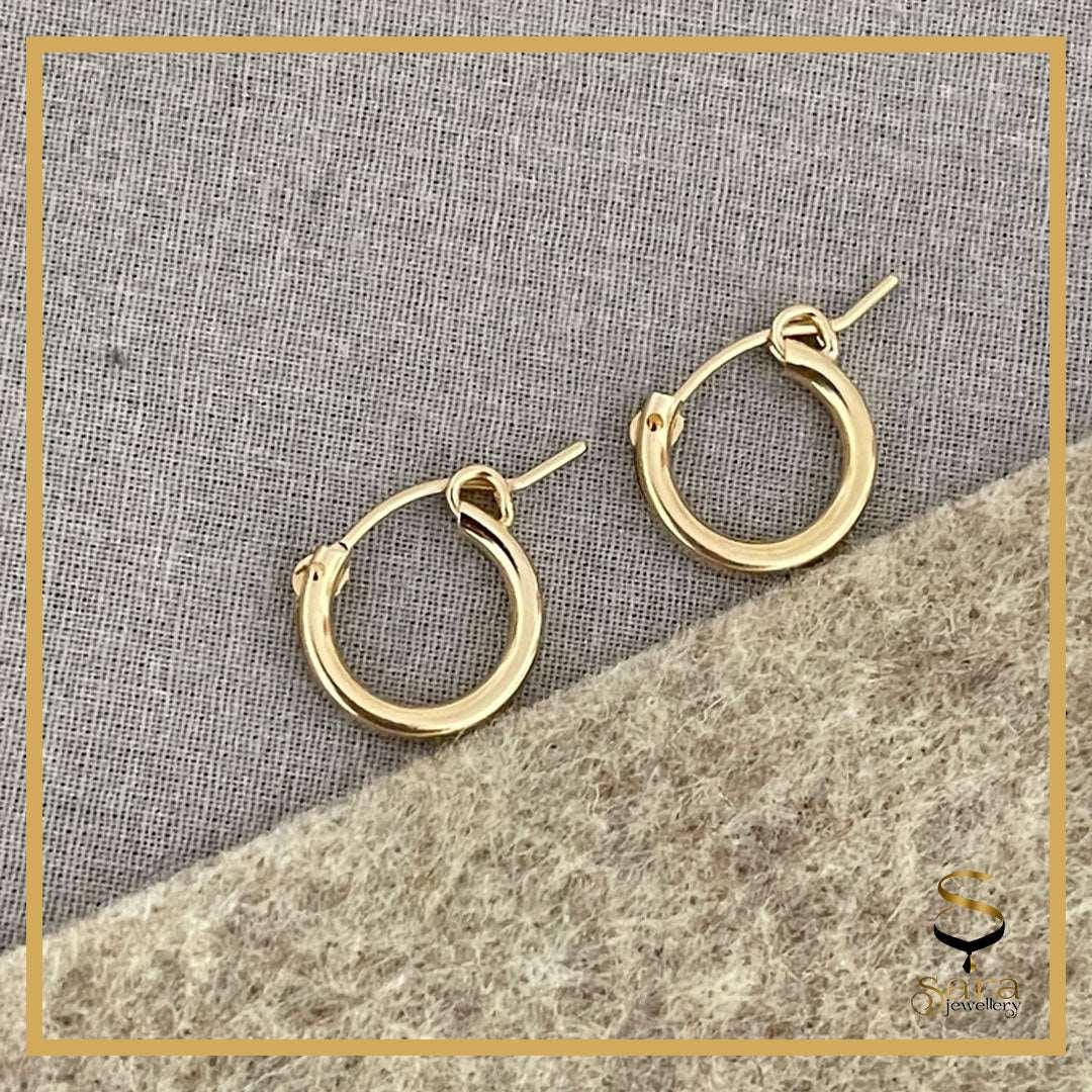 Huggie Hoop Earrings-Simple Gold Hoop Earrings-Sleeper Earrings 13mm| 15mm| 19mm sjewellery|sara jewellery shop toronto