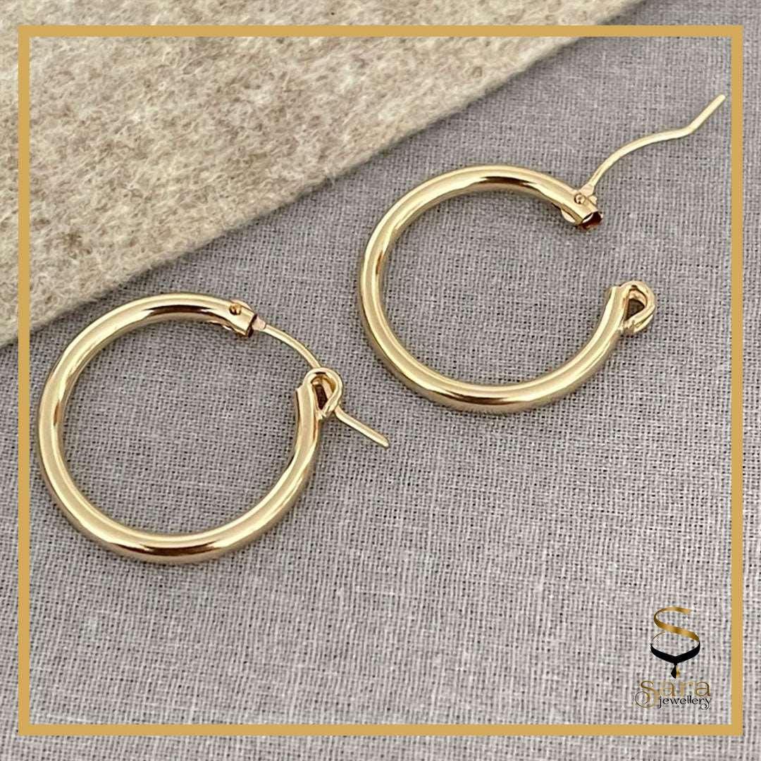 Huggie Hoop Earrings-Simple Gold Hoop Earrings-Sleeper Earrings 13mm| 15mm| 19mm sjewellery|sara jewellery shop toronto