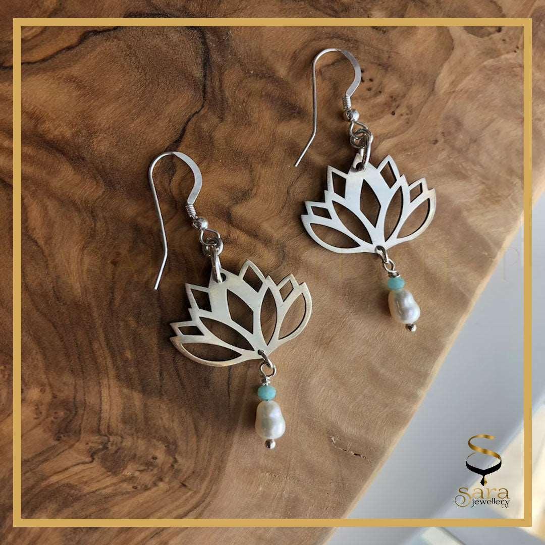 Pearl Earrings for Women Jewelry 925 Sterling Silver Freshwater, sterling silver lotus - sjewellery|sara jewellery shop toronto