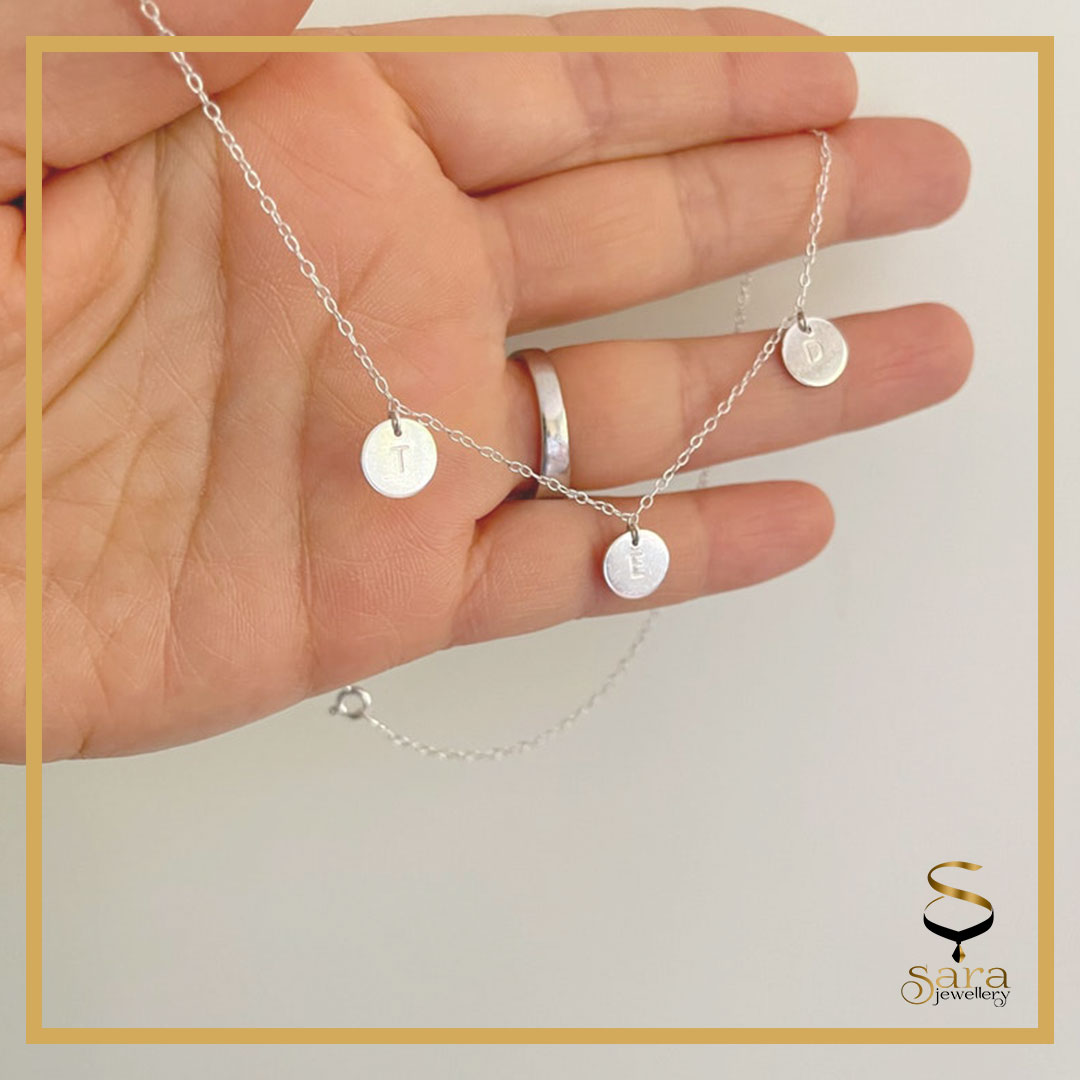 Personalized Initial Name Necklace, Sterling silver Minimalist Dainty Customized Stamped Letter sjewellery|sara jewellery shop toronto