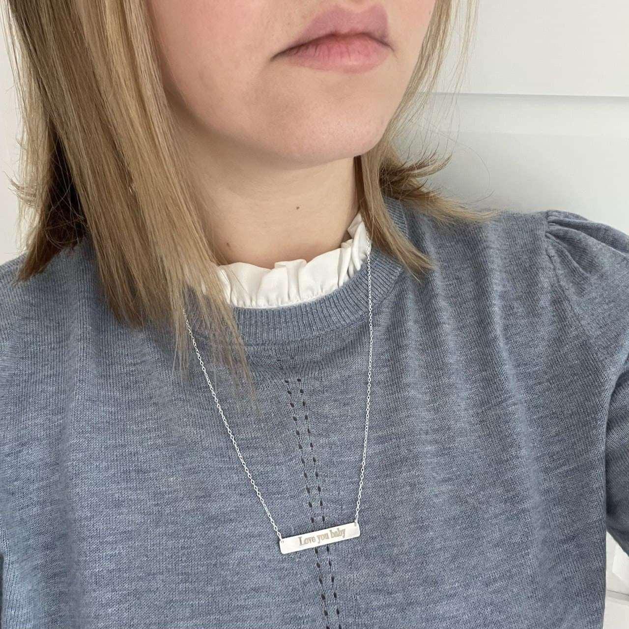 Personalized bar necklace, sterling silver necklace, sterling silver bar necklace, engraved necklace sjewellery|sara jewellery shop toronto