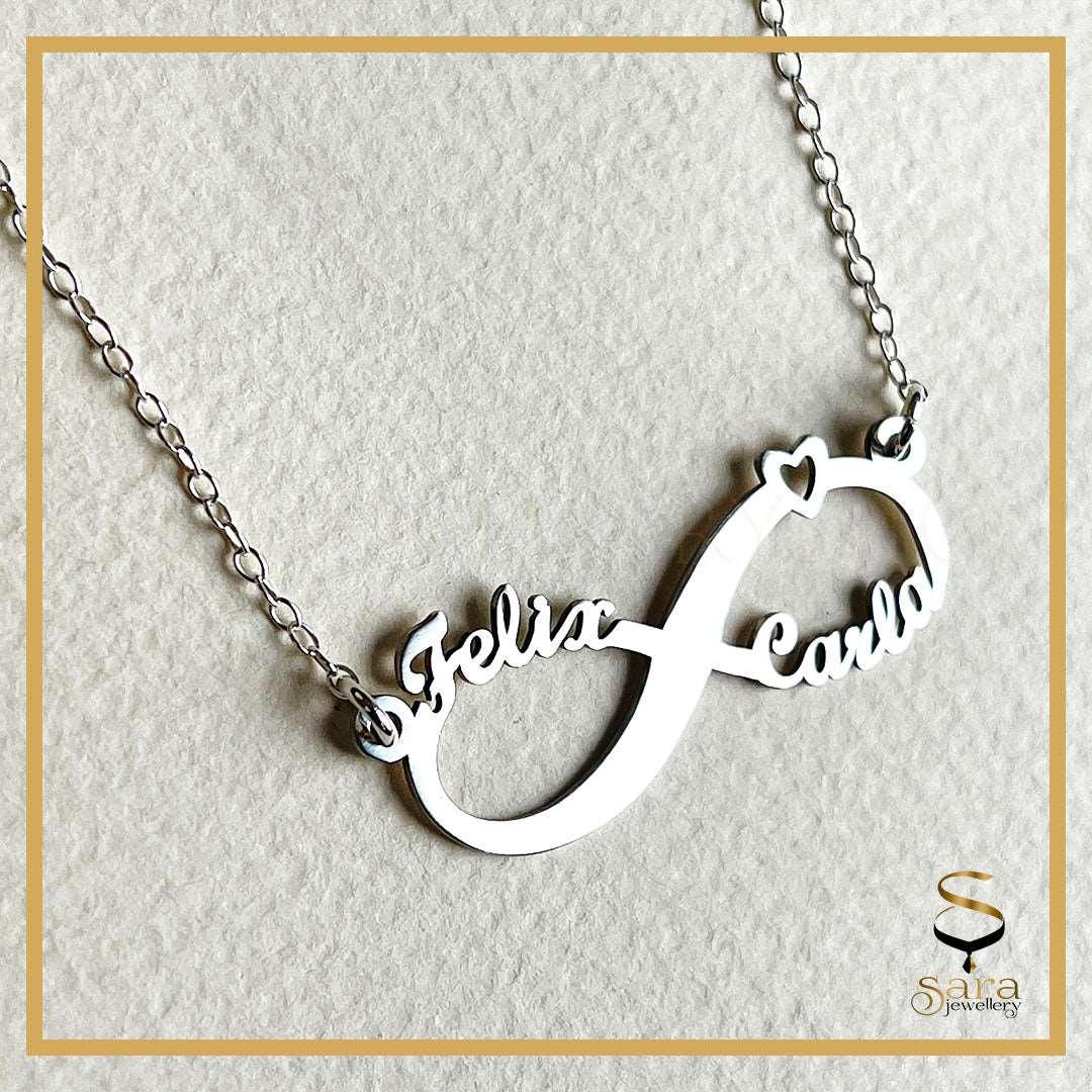 Personalized infinity necklace with name| Custom Made with Any Two Names| infinity pendant with 925 silver chain. - sjewellery|sara jewellery shop toronto