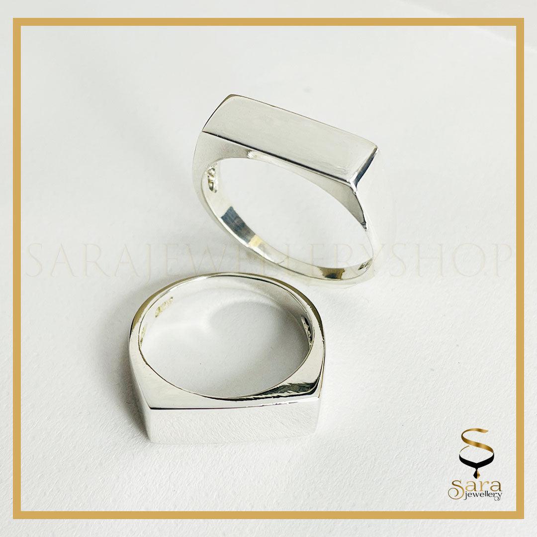 Rectangle gold rings for men and women| Sterling silver rings| Everyday ring - sjewellery|sara jewellery shop toronto