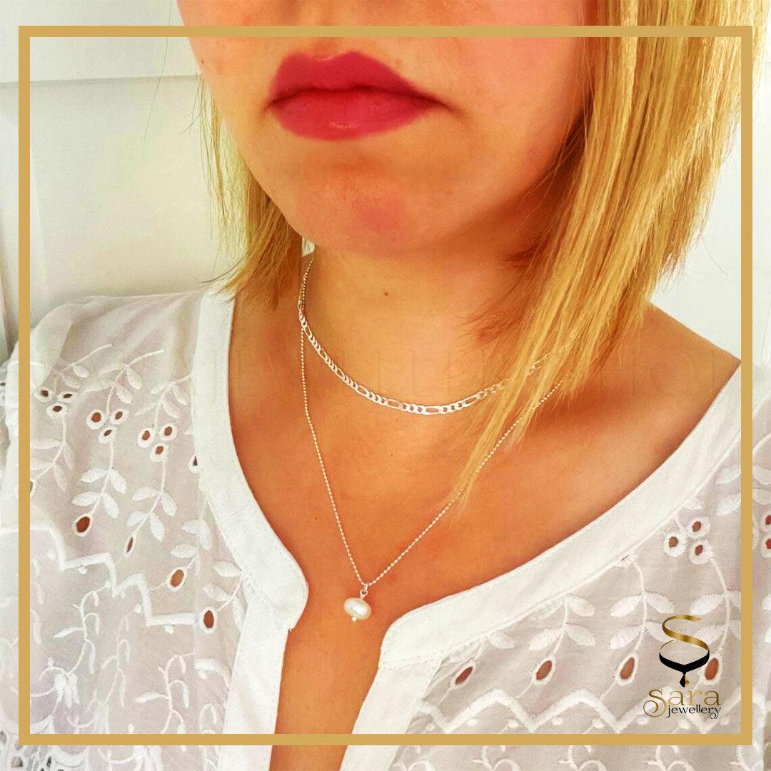 Silver Figaro chain necklace for men or women| stainless steel water safe Figaro chain| everyday men's chain| gift for him| for her - sjewellery|sara jewellery shop toronto