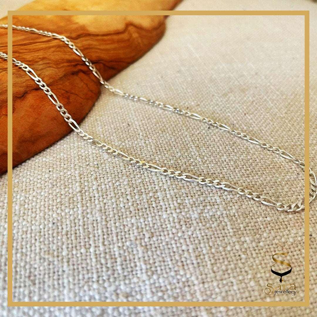 Silver Figaro chain necklace for men or women| stainless steel water safe Figaro chain| everyday men's chain| gift for him| for her - sjewellery|sara jewellery shop toronto