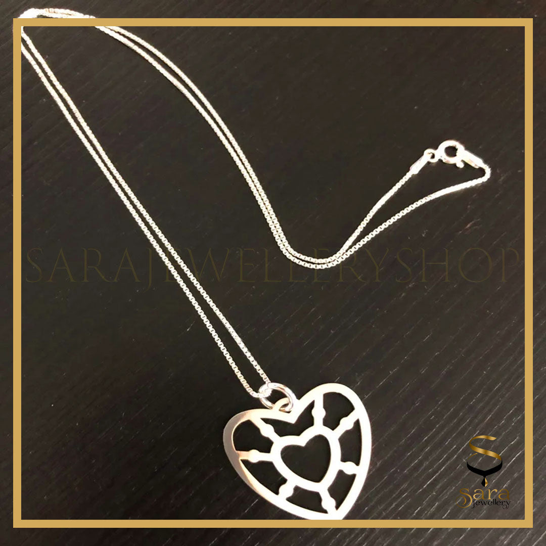 Silver Heart Pendant shaped pendant with silver chain sjewellery|sara jewellery shop toronto