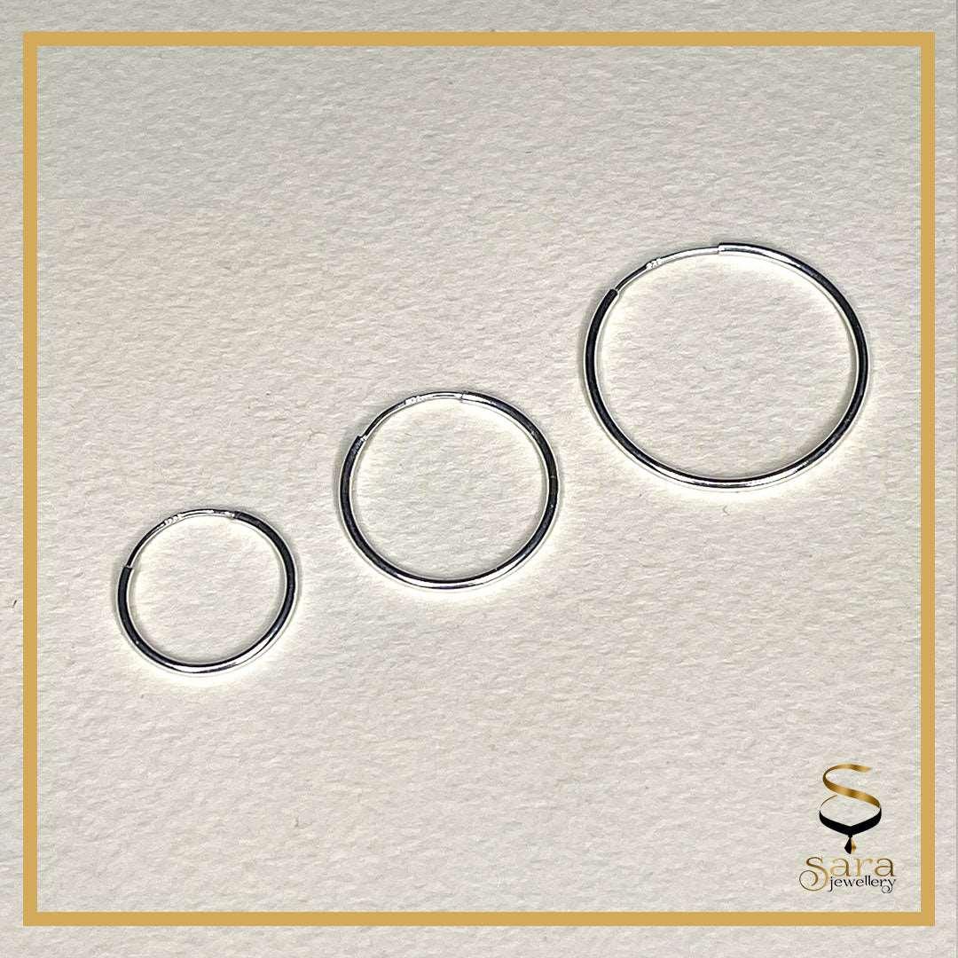 Silver Hoop Earrings Sizes: 15mm, 20mm, 25mm, %100 made of 925 Sterling Silver sjewellery|sara jewellery shop toronto