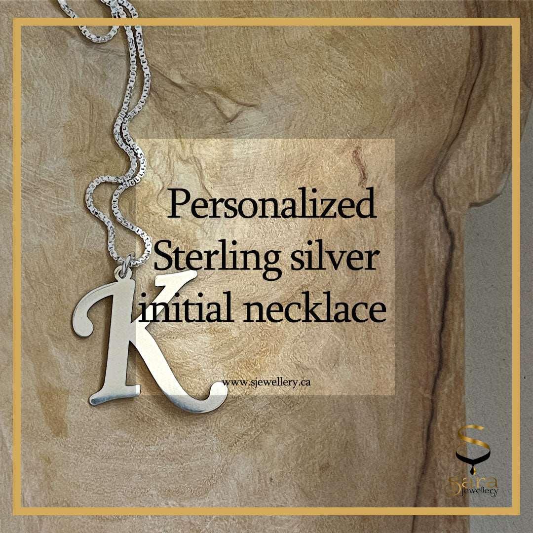 Silver Initial Necklace Canada, Sterling Silver Initial Necklace, K Pendant, Letter, K Necklace Letter - sjewellery|sara jewellery shop toronto