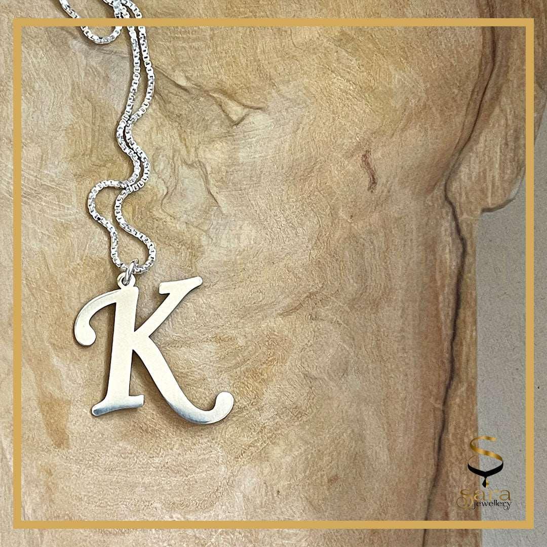 Silver Initial Necklace Canada, Sterling Silver Initial Necklace, K Pendant, Letter, K Necklace Letter - sjewellery|sara jewellery shop toronto