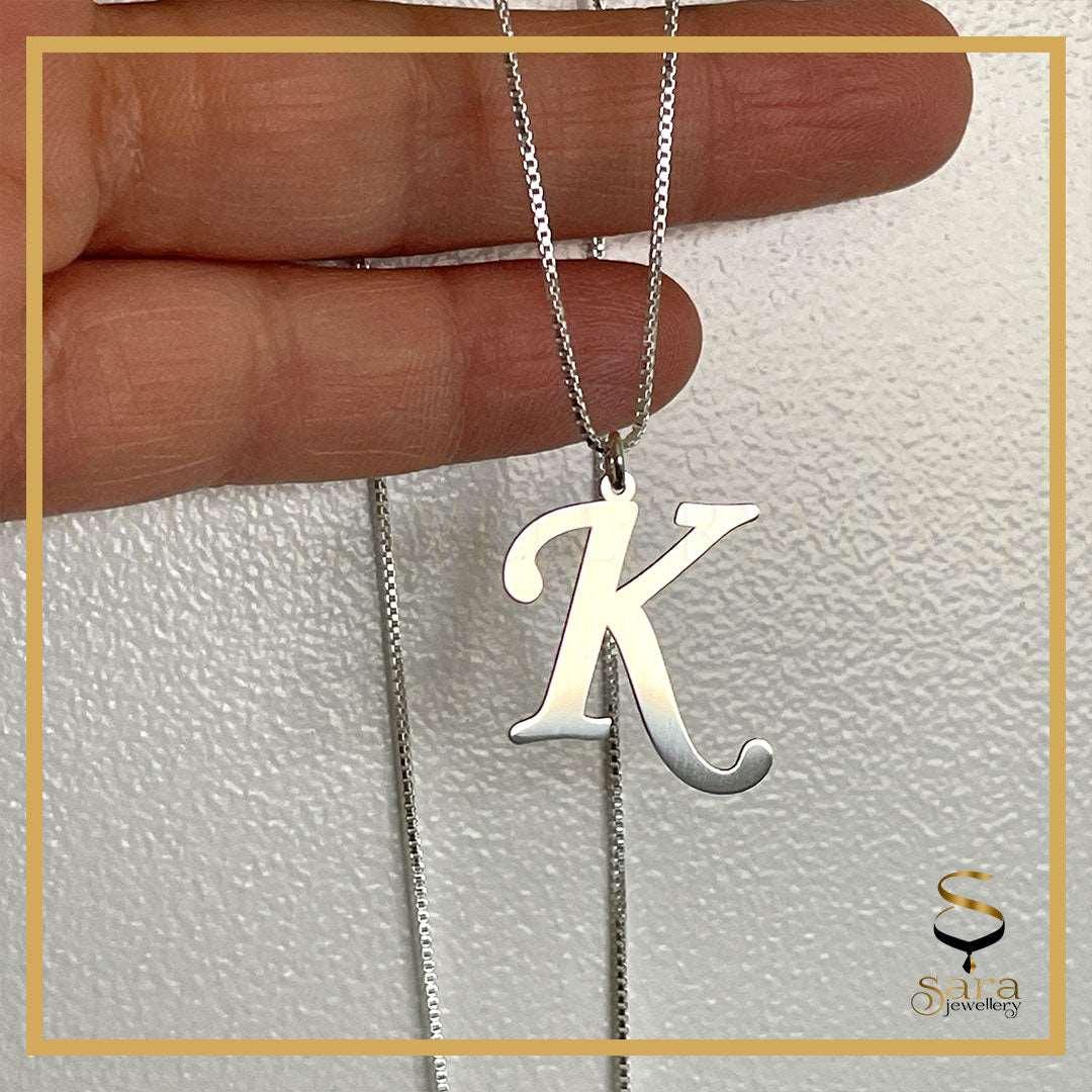 Silver Initial Necklace Canada, Sterling Silver Initial Necklace, K Pendant, Letter, K Necklace Letter - sjewellery|sara jewellery shop toronto