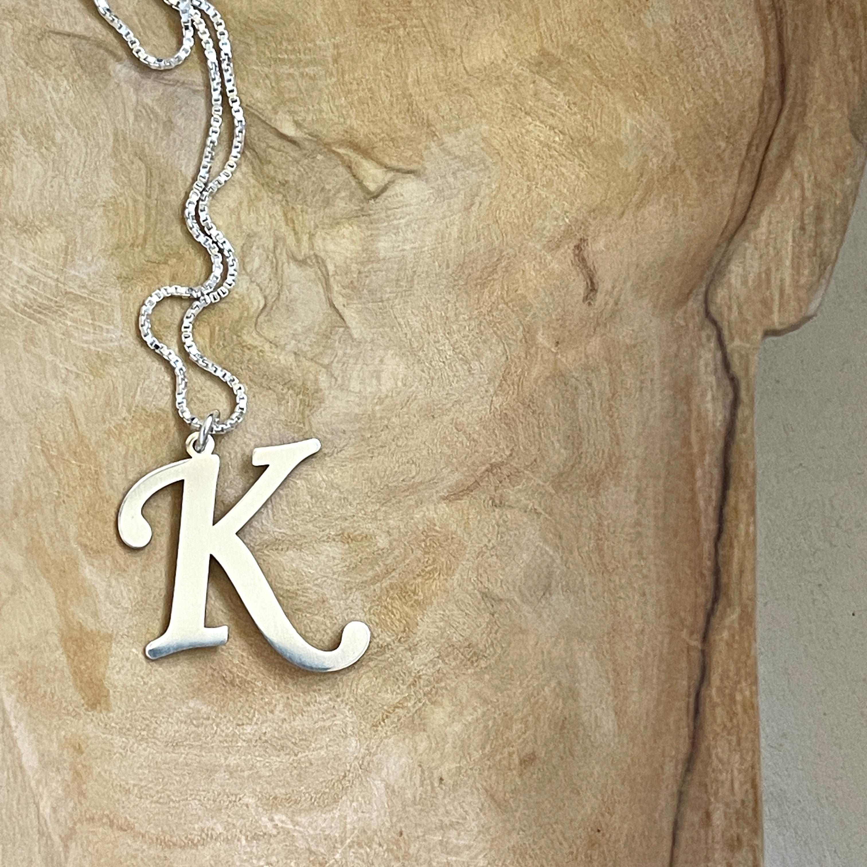 Silver Initial Necklace Canada, Sterling Silver Initial Necklace, K Pe