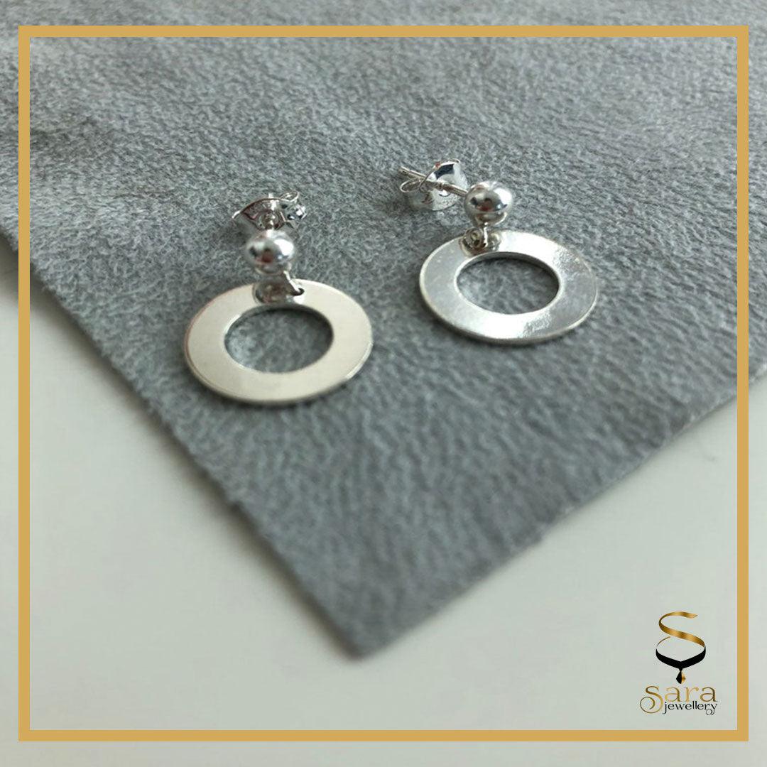 Silver ear jackets Circle Hoop Ball Stud earrings| Circle earrings| earrings Hypoallergenic| Minimalist earrings Dainty geometric earrings - sjewellery|sara jewellery shop toronto