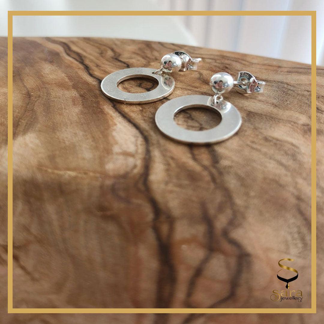 Silver ear jackets Circle Hoop Ball Stud earrings| Circle earrings| earrings Hypoallergenic| Minimalist earrings Dainty geometric earrings - sjewellery|sara jewellery shop toronto