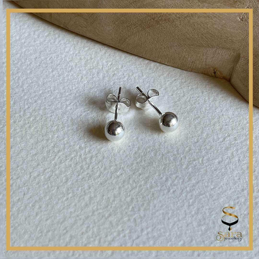 Simple ball stud earrings| Sterling 925 Silver Stud Earrings| Minimalist silver stud post earrings. - sjewellery|sara jewellery shop toronto