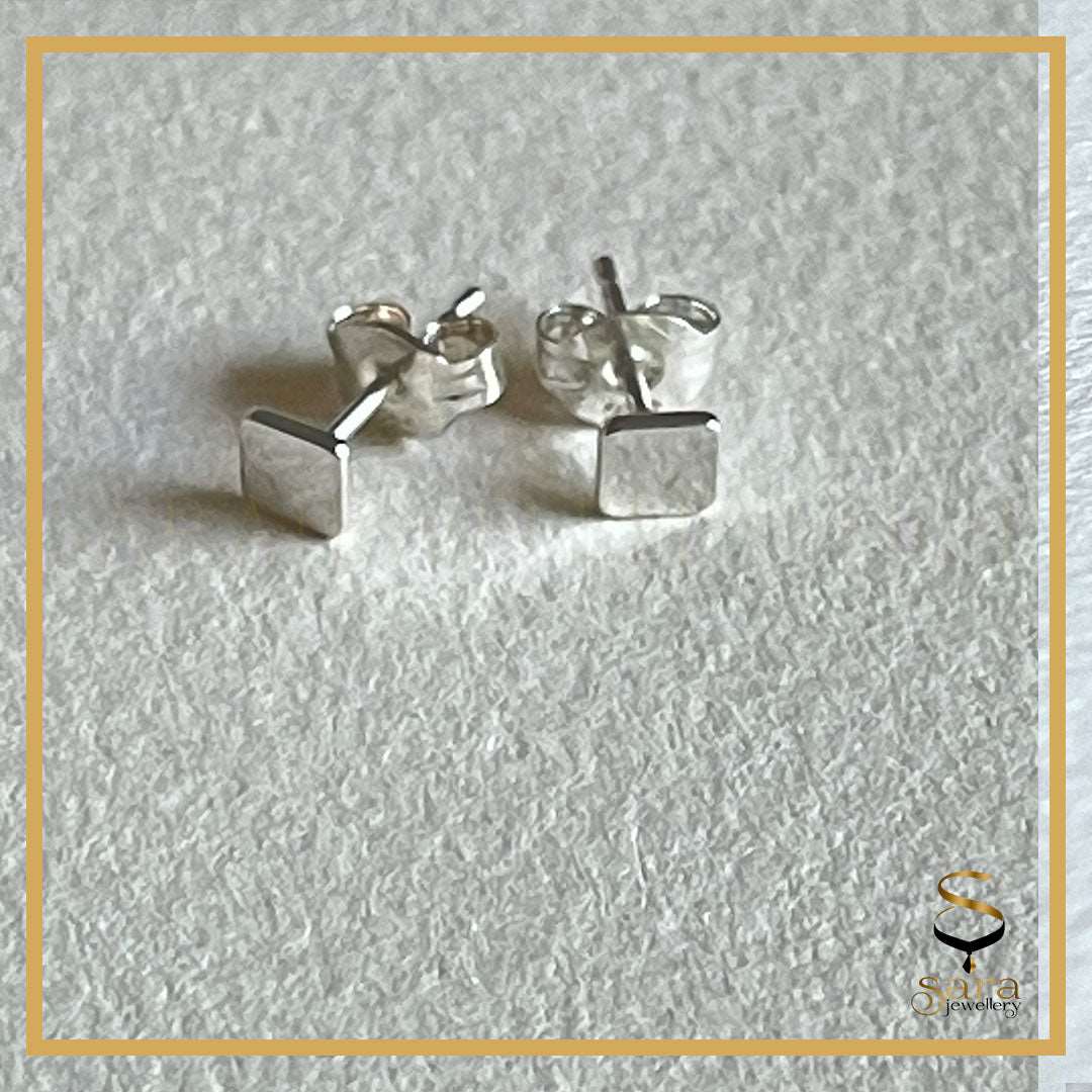 Square Sterling silver studs earrings| Modern Studs| Stud Earrings| Simple Studs| Small Earrings sjewellery|sara jewellery shop toronto