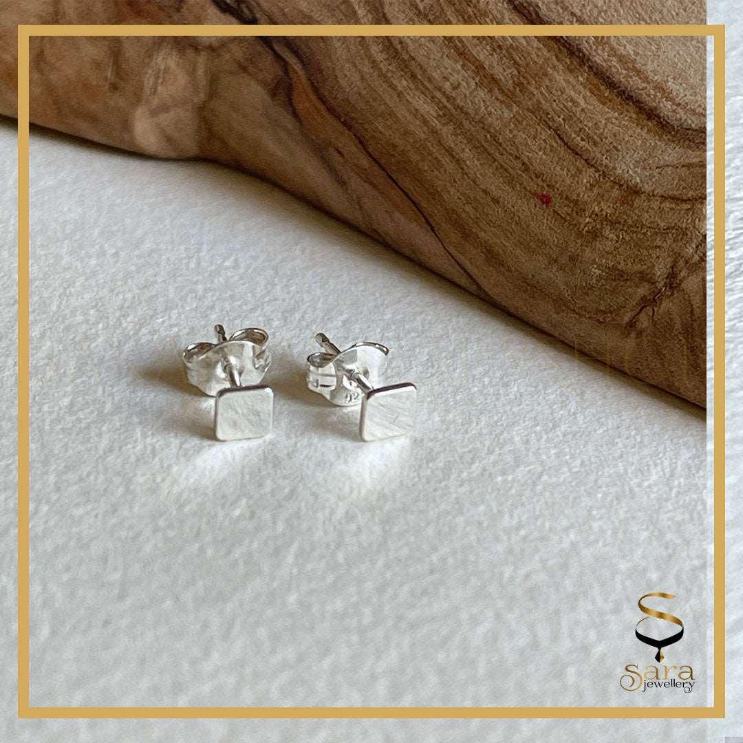 Square Sterling silver studs earrings| Modern Studs| Stud Earrings| Simple Studs| Small Earrings sjewellery|sara jewellery shop toronto