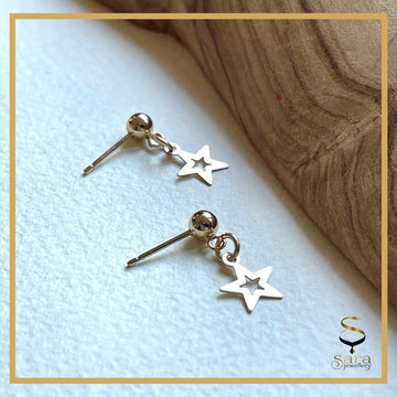 Star Dangle Earrings | Beautiful Star Dangle Earrings, Star Dangle Earrings ball studs14k Gold sjewellery|sara jewellery shop toronto