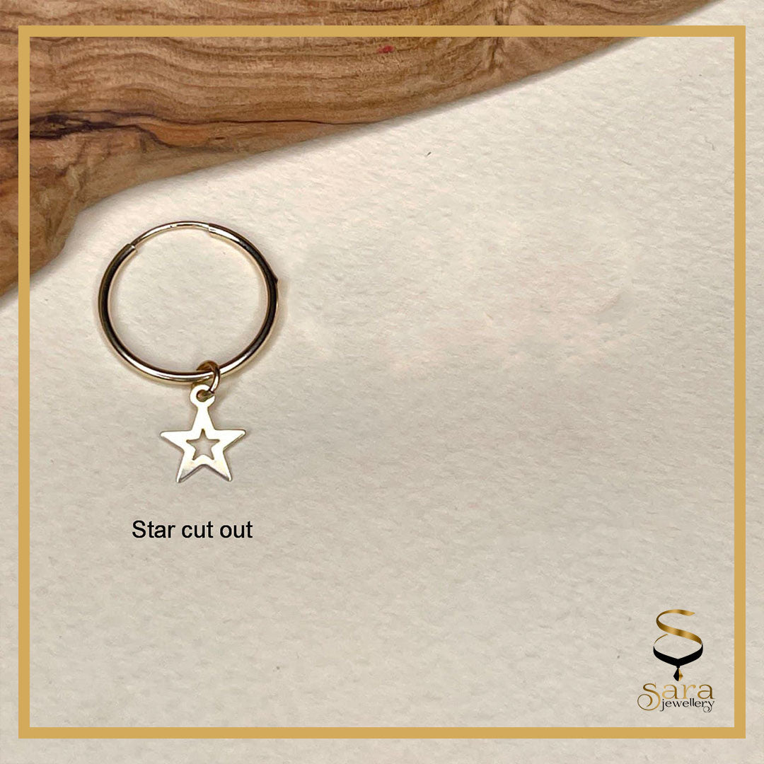 Star cut out and hoop earrings| Dainty Gold Hoop Earrings| 14 K Gold filled earrings sjewellery|sara jewellery shop toronto