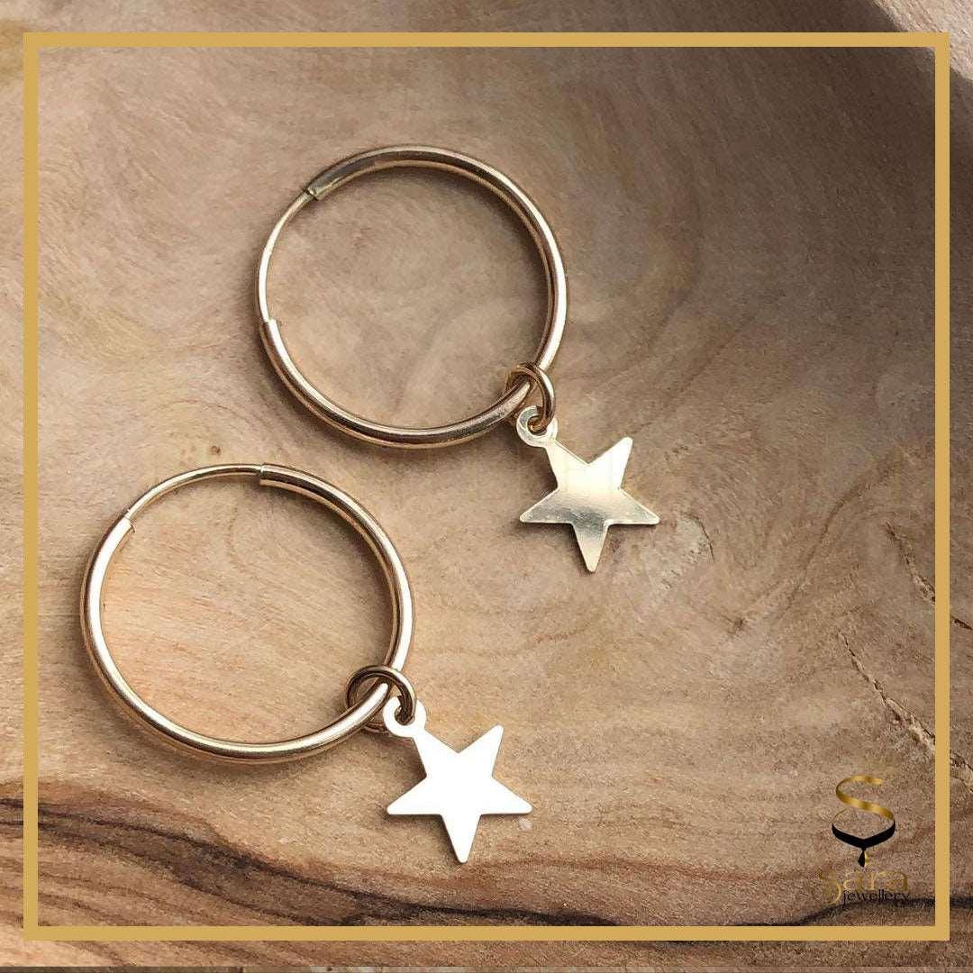 Stars and hoop earrings| Dainty Gold Hoop Earrings| 14 K Gold filled earrings - sjewellery|sara jewellery shop toronto