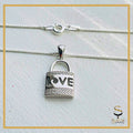 Sterling Silver Love Lock charm | 925 Silver Love Lock pendant With Silver Ball Chain
