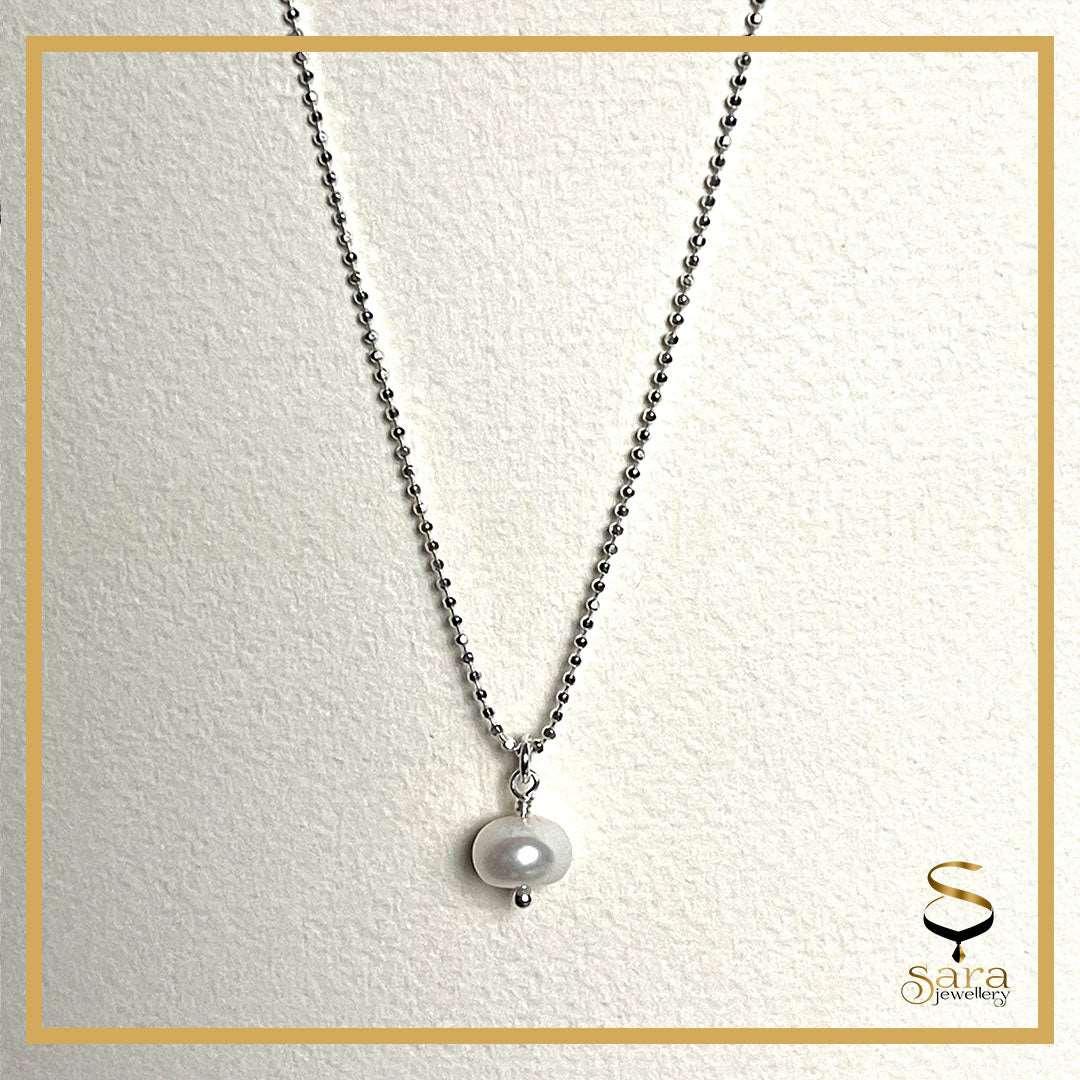 Sterling silver chain with freshwater pearl necklace| Dainty Pearl Necklace for Women - sjewellery|sara jewellery shop toronto