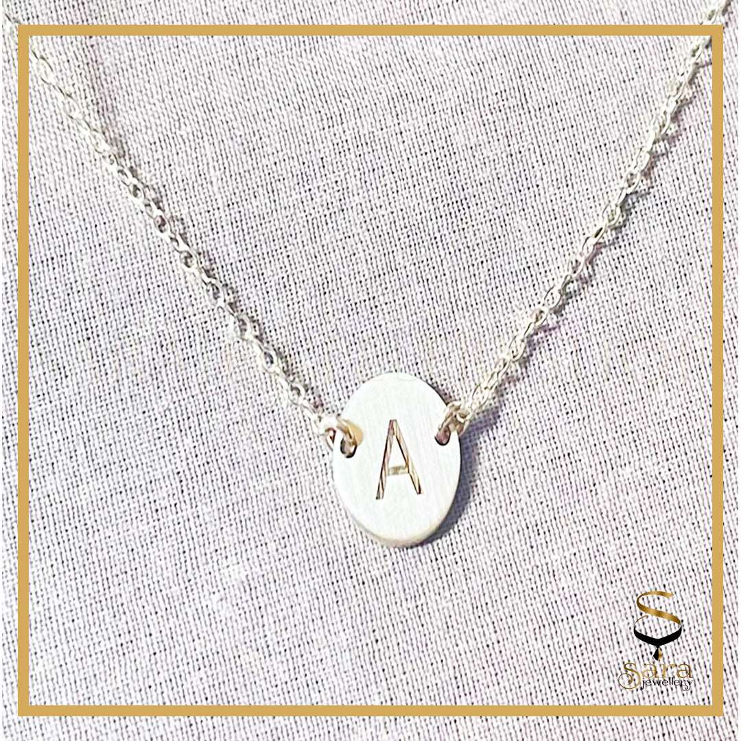 Sterling silver initial disc necklace| Personalized jewelry|  sterling silver initial necklace| initial disc| disk necklace sjewellery|sara jewellery shop toronto