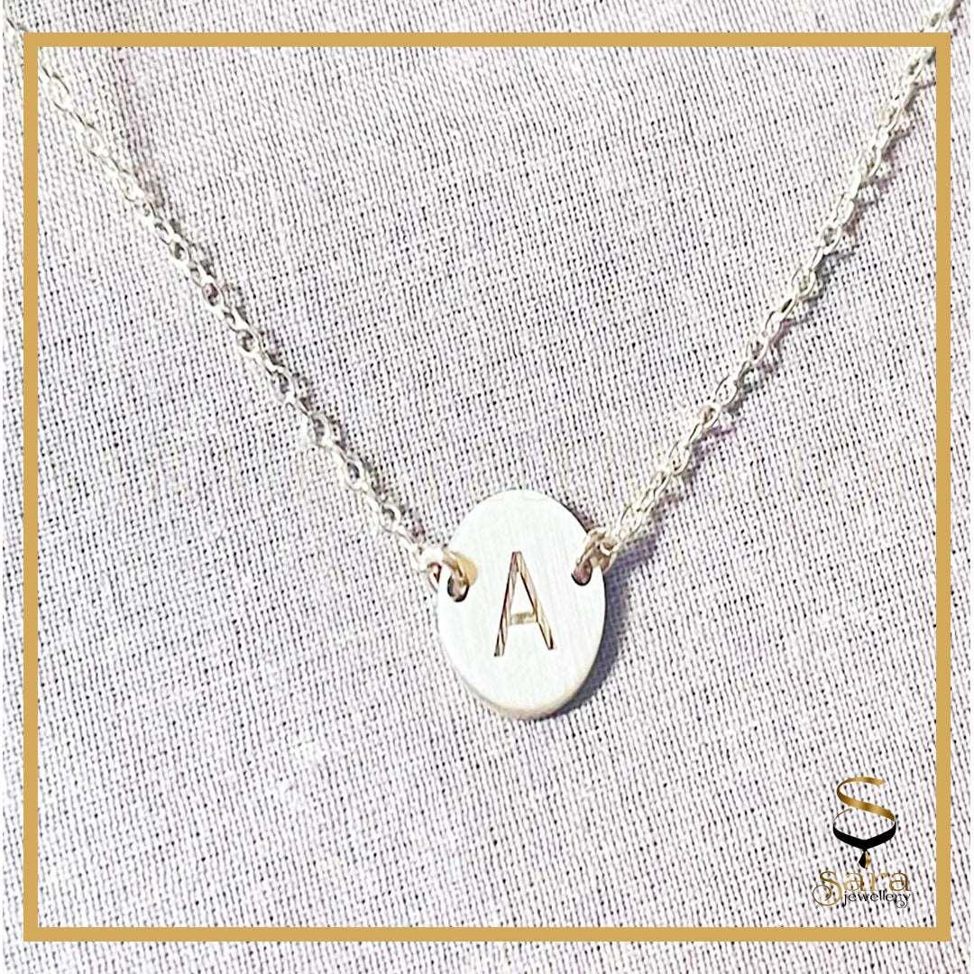 Sterling silver initial disc necklace| Personalized jewelry| sterling silver initial necklace| initial disc| disk necklace - sjewellery|sara jewellery shop toronto