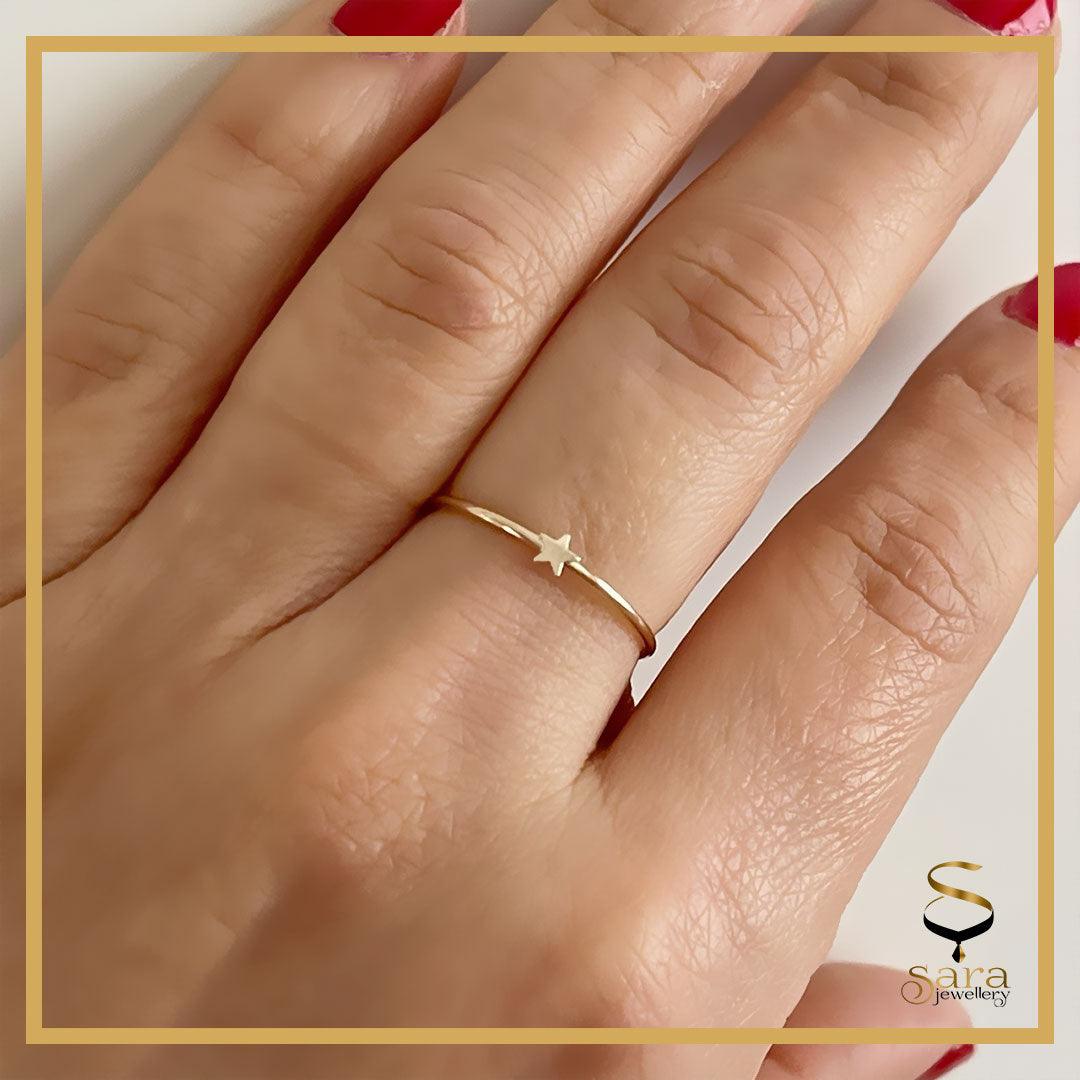 Super Thin Gold handmade star Ring| Gold star Ring| Dainty Gold Filled Ring - Sara jewellery shop