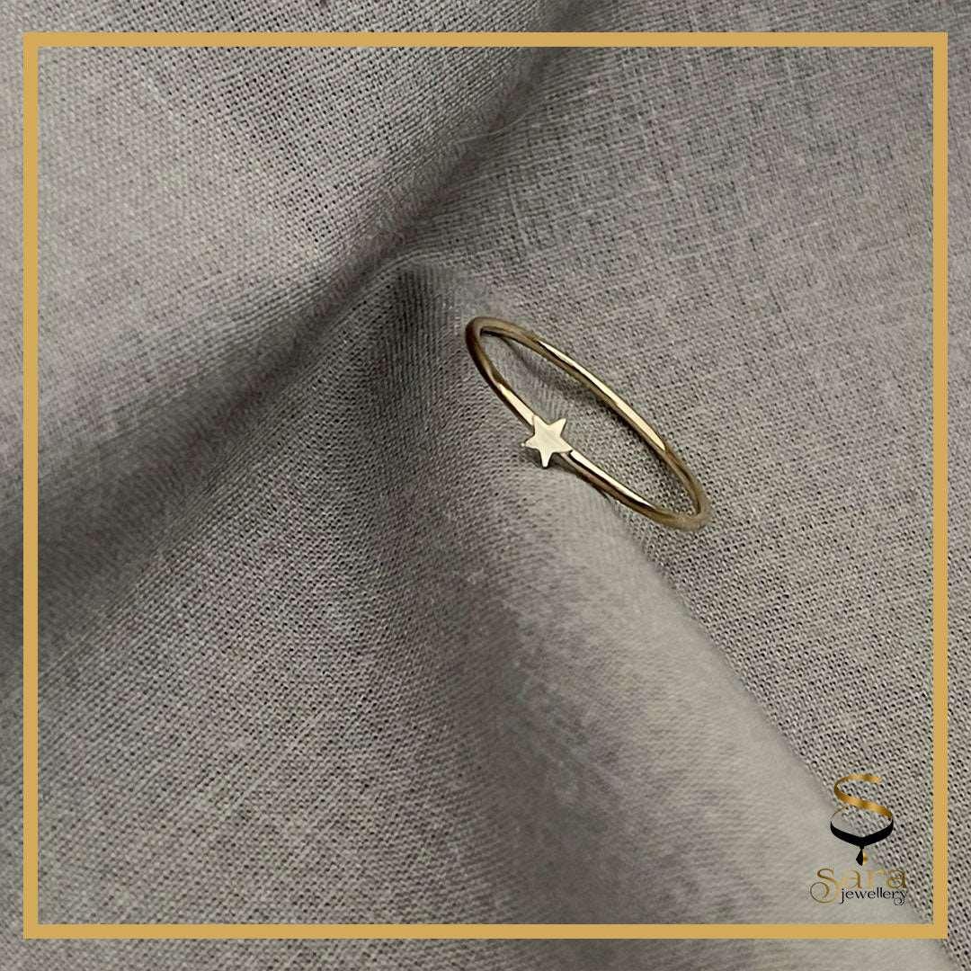 Super Thin Gold handmade star Ring| Gold star Ring| Dainty Gold Filled Ring - Sara jewellery shop