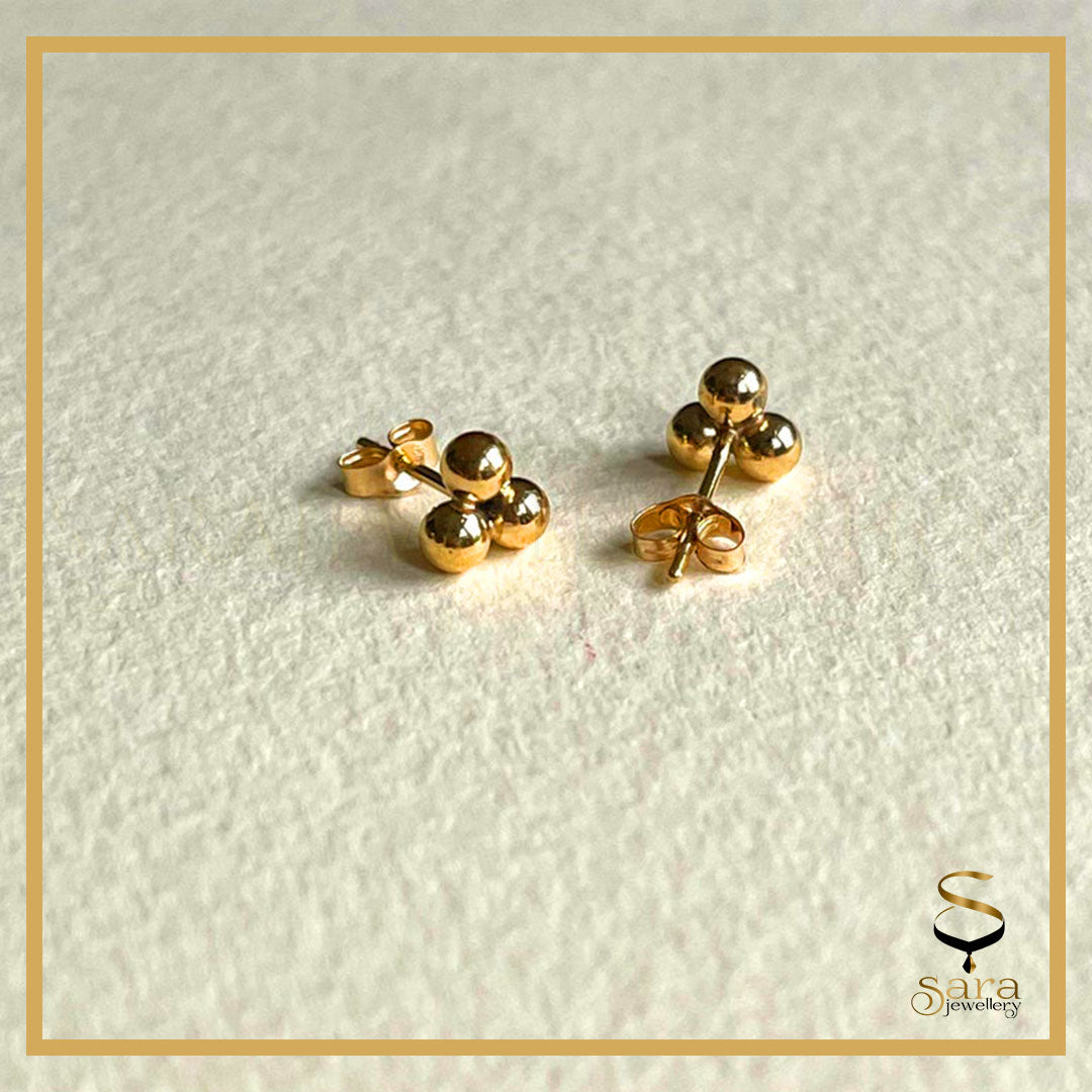 Three Ball Stud| Spheres cluster studs| 14k gold-filled Triple gold ball| Gold filled stud earrings sjewellery|sara jewellery shop toronto