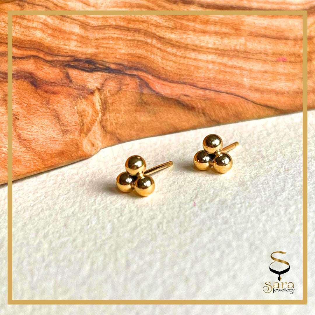 Three Ball Stud| Spheres cluster studs| 14k gold-filled Triple gold ball| Gold filled stud earrings sjewellery|sara jewellery shop toronto