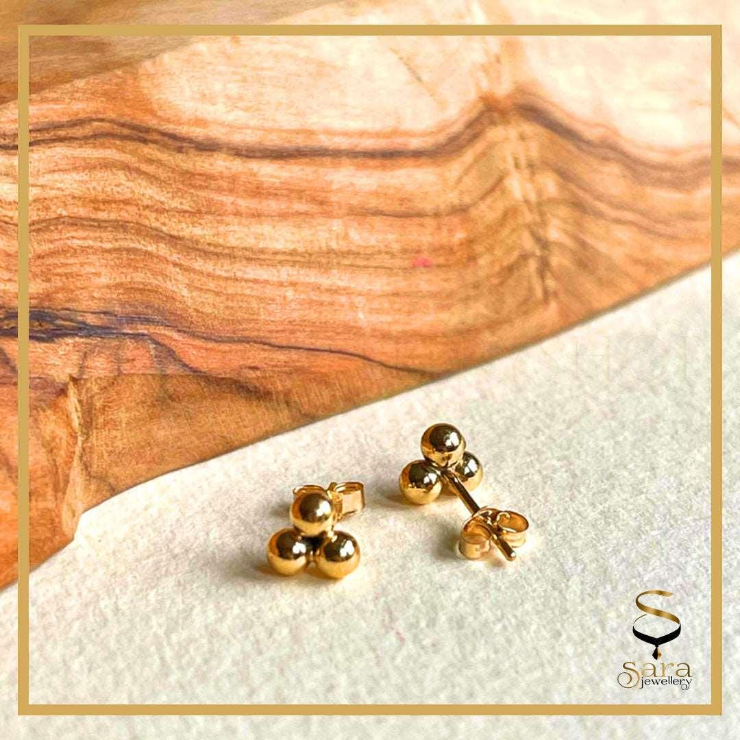 Three Ball Stud| Spheres cluster studs| 14k gold-filled Triple gold ball| Gold filled stud earrings sjewellery|sara jewellery shop toronto