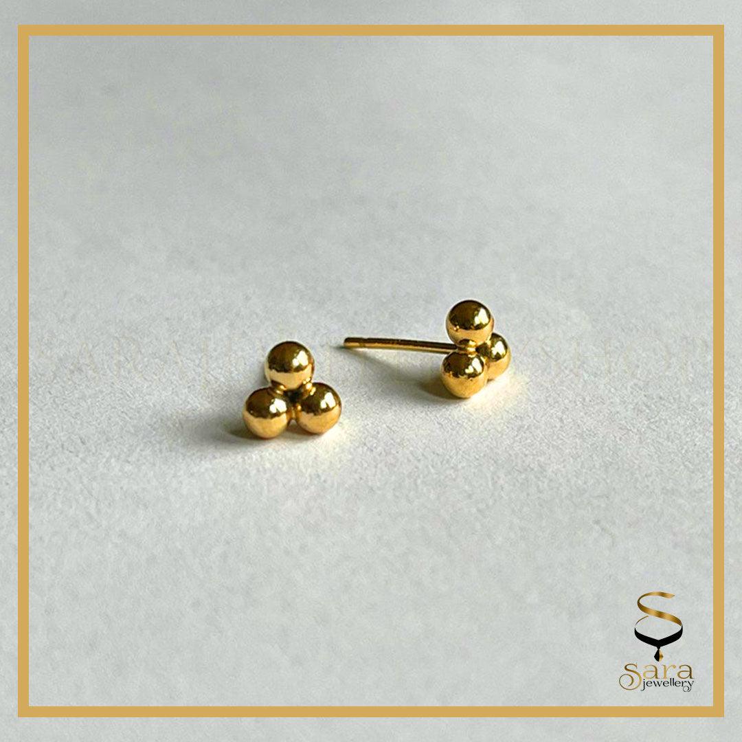 Three Ball Stud| Spheres cluster studs| 14k gold-filled Triple gold ball| Gold filled stud earrings sjewellery|sara jewellery shop toronto