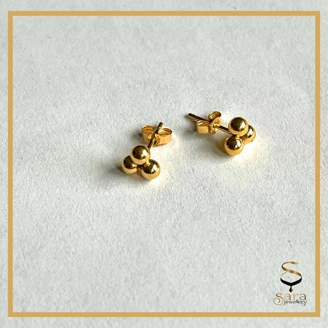 Three Ball Stud| Spheres cluster studs| 14k gold-filled Triple gold ball| Gold filled stud earrings sjewellery|sara jewellery shop toronto