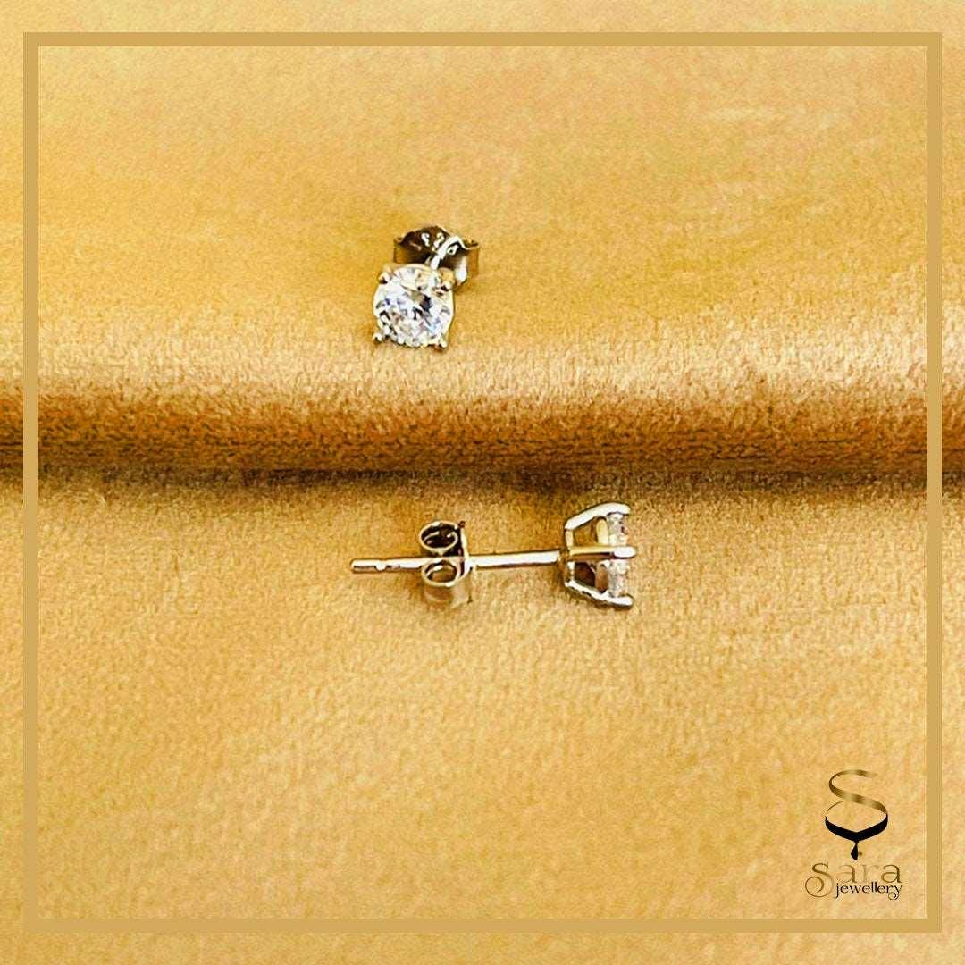 Tiny Diamond Stud Earrings| CZ Diamond Stud Earrings| Dainty Diamond Stud Earrings| Sterling Silver Stud earrings| 925 Silver Stud earrings sjewellery|sara jewellery shop toronto