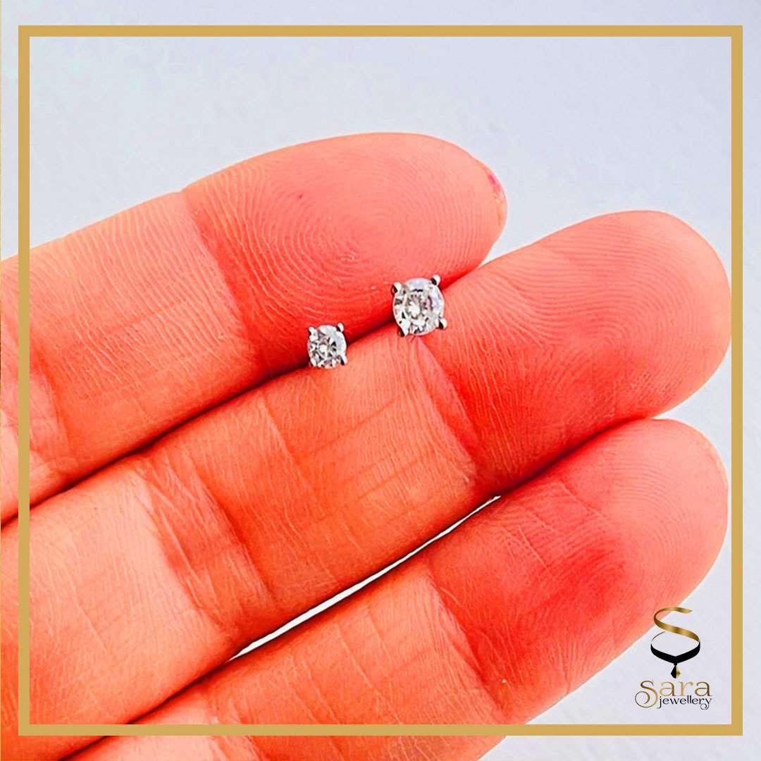 Tiny Diamond Stud Earrings| CZ Diamond Stud Earrings| Dainty Diamond Stud Earrings| Sterling Silver Stud earrings| 925 Silver Stud earrings sjewellery|sara jewellery shop toronto