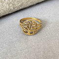 Tree of life ring in gold, 18 k gold plated ring, Tree of life ring for women and men, Engraved Ring sjewellery|sara jewellery shop toronto