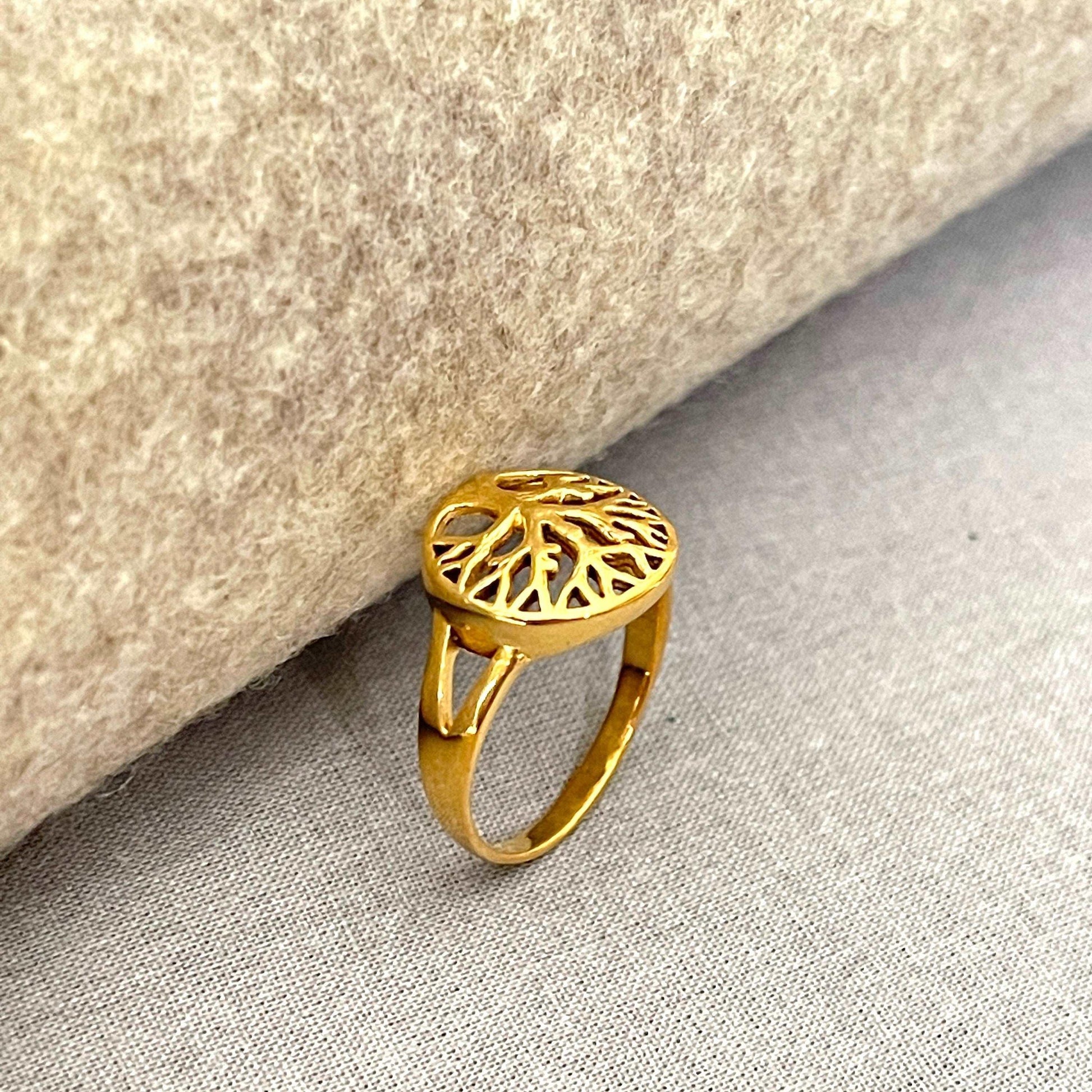 Tree of life ring in gold, 18 k gold plated ring, Tree of life ring for women and men, Engraved Ring sjewellery|sara jewellery shop toronto