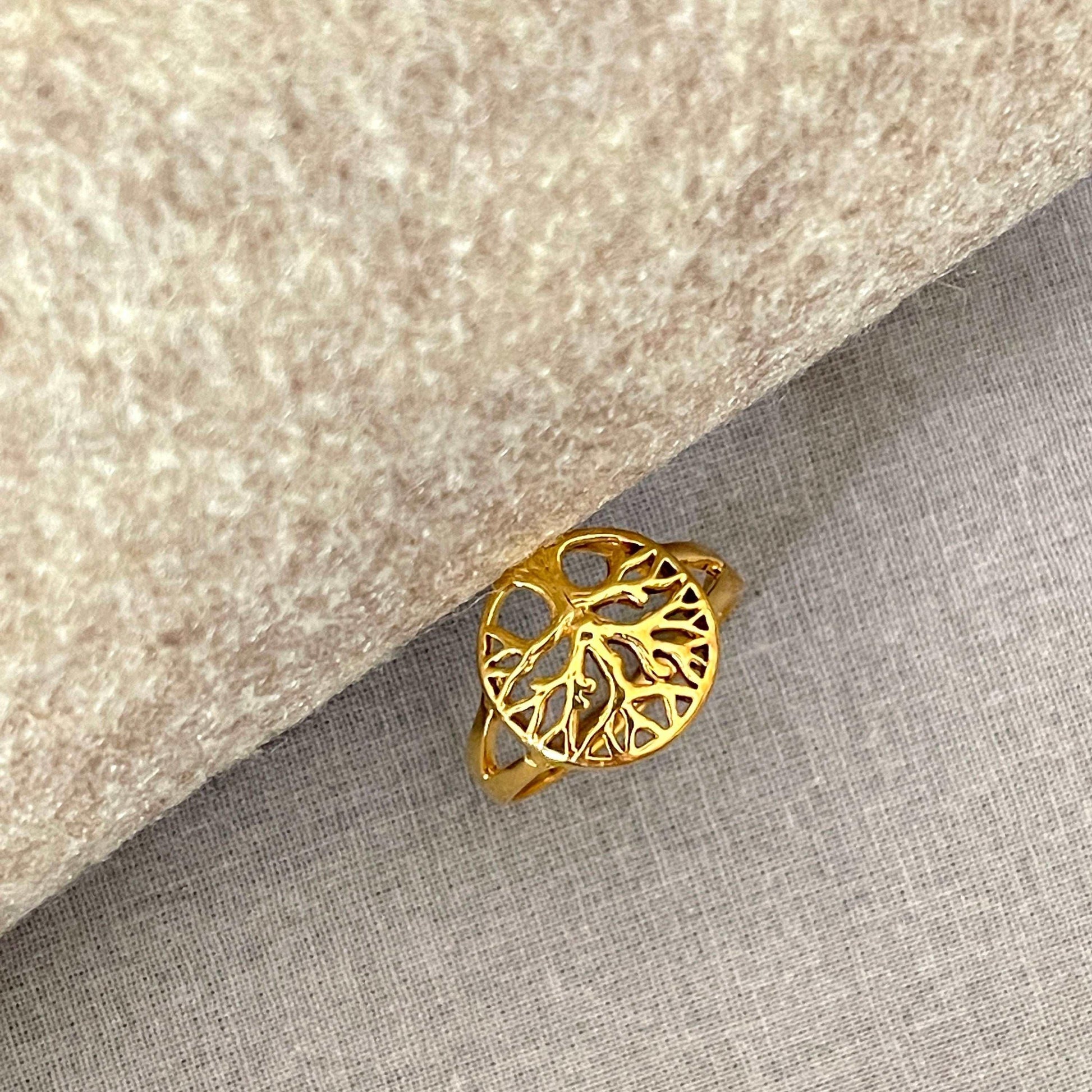 Tree of life ring in gold, 18 k gold plated ring, Tree of life ring for women and men, Engraved Ring sjewellery|sara jewellery shop toronto