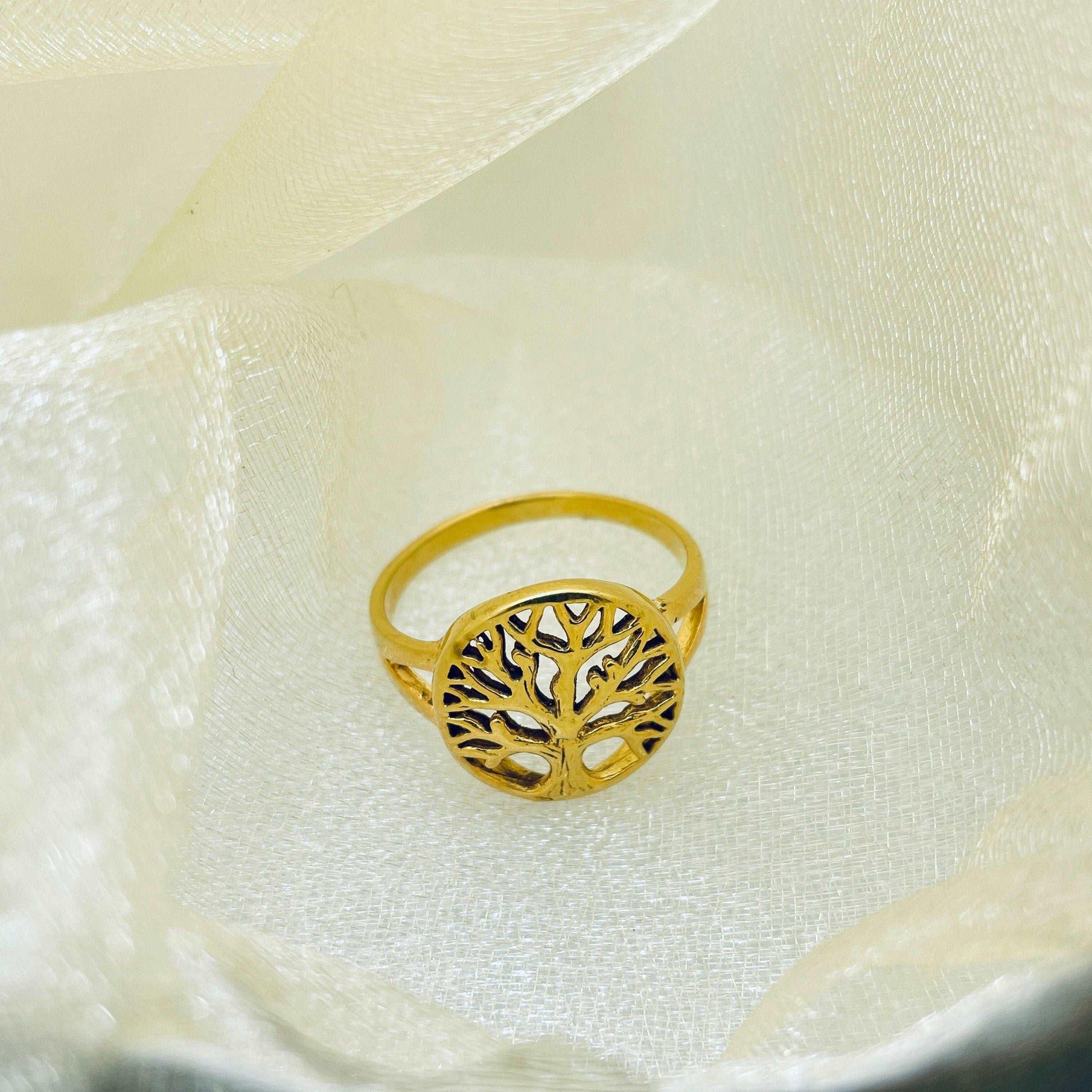 Tree of life ring in gold, 18 k gold plated ring, Tree of life ring for women and men, Engraved Ring sjewellery|sara jewellery shop toronto