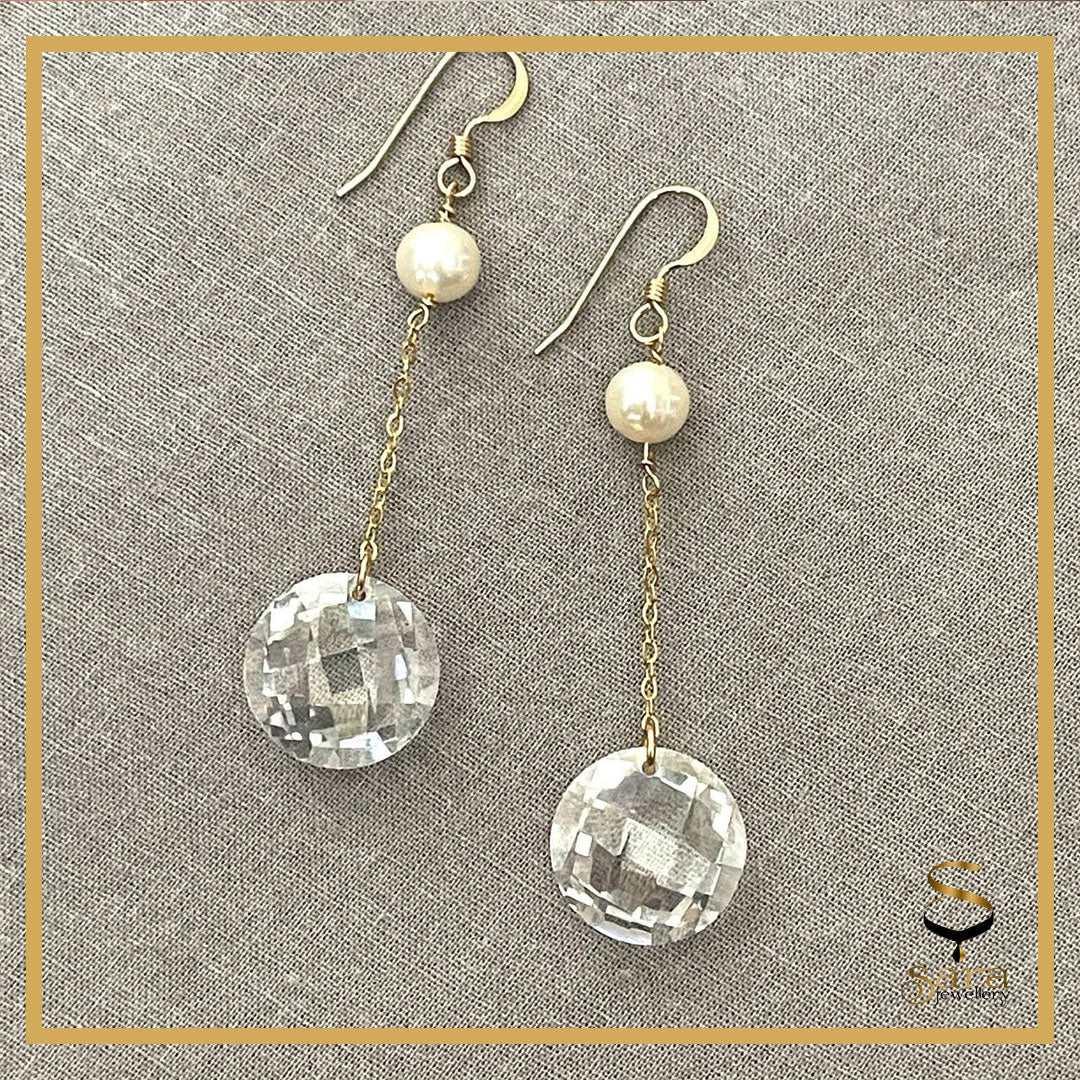 Wedding jewelry bridal earrings bridesmaid gift prom party cubic zirconia post earrings white cream crystal pearl - sjewellery|sara jewellery shop toronto