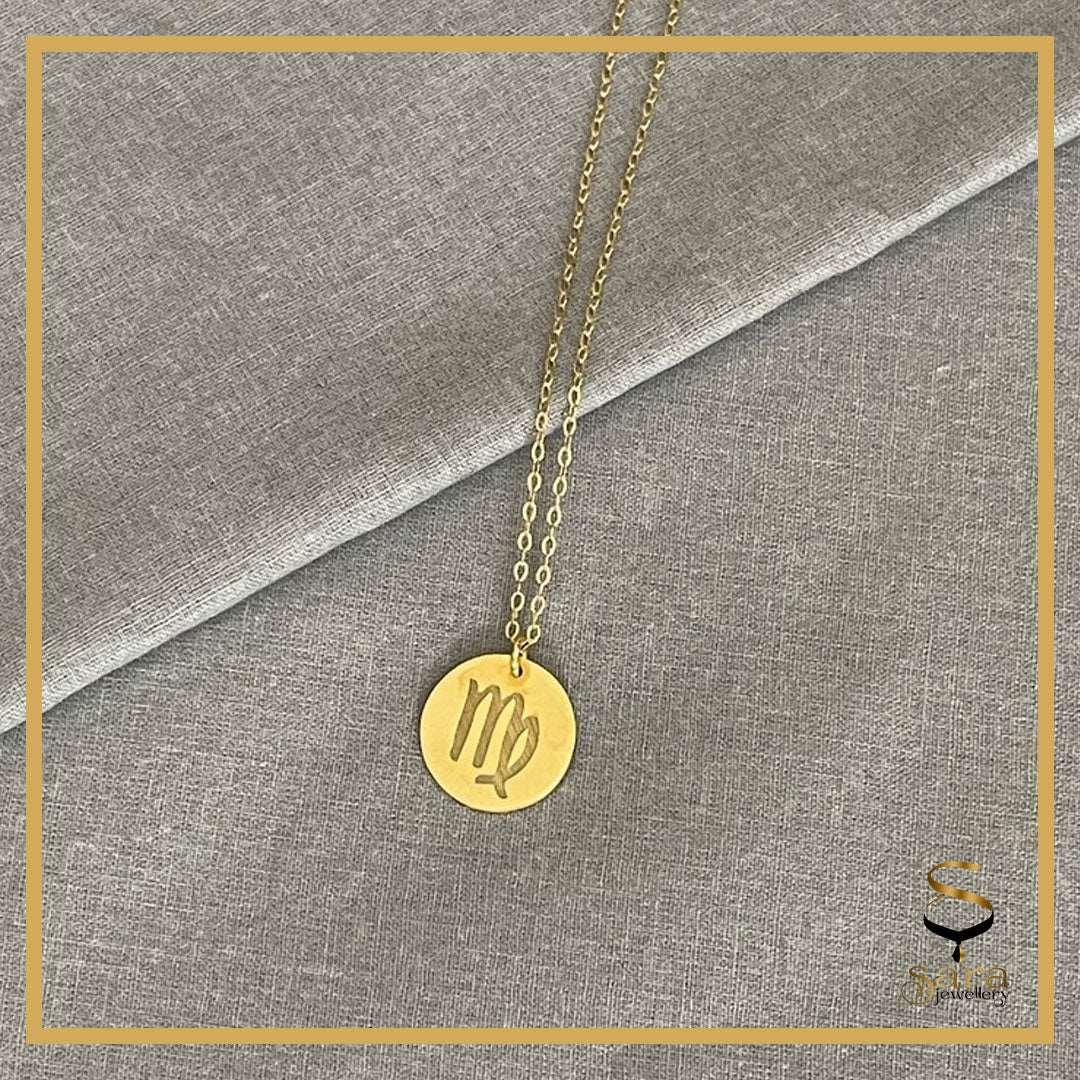 Zodiac Coin Necklace| Sterling silver minimal zodiac necklaces| Minimal pendant| Zodiac pendant - Sara jewellery shop