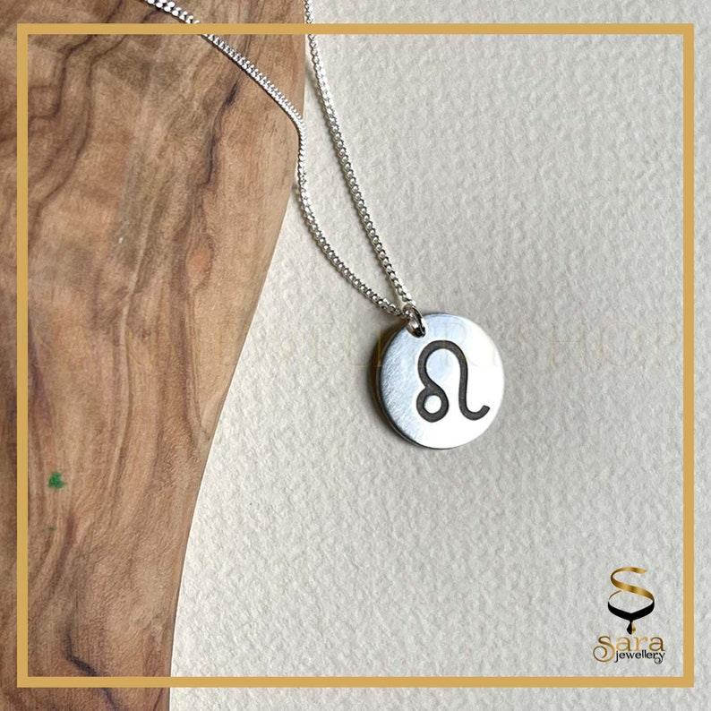 Zodiac Coin Necklace| Sterling silver minimal zodiac necklaces| Minimal pendant| Zodiac pendant - Sara jewellery shop