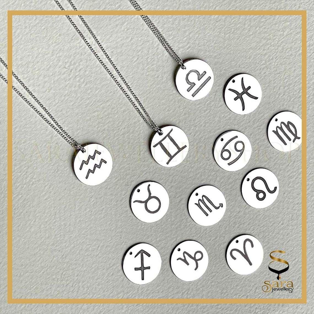 Zodiac Coin Necklace| Sterling silver minimal zodiac necklaces| Minimal pendant| Zodiac pendant - sjewellery|sara jewellery shop toronto